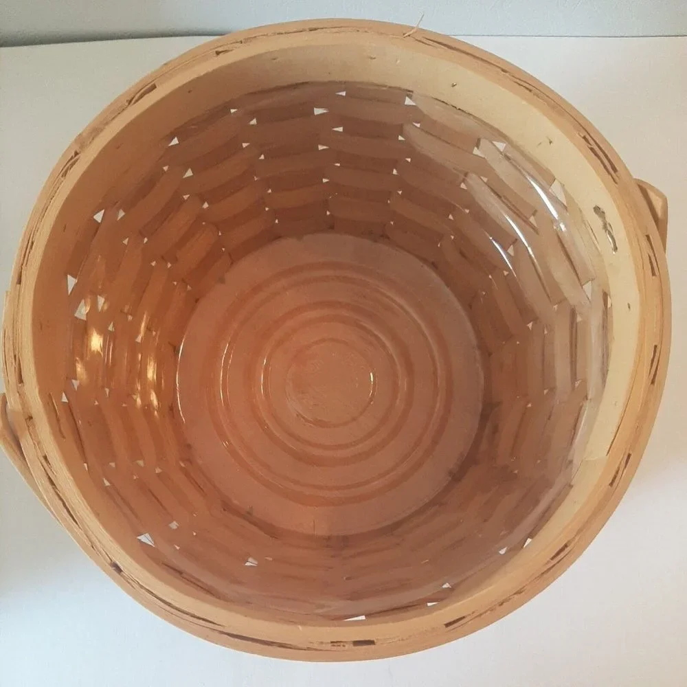 9 Inch Round Woven Basket with Liner Planter Yarn